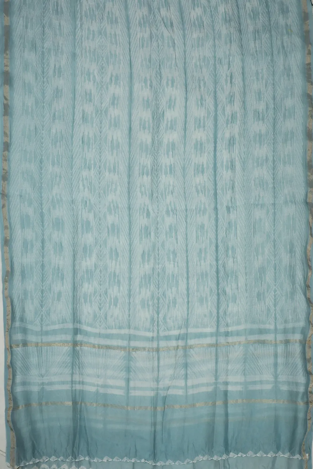 Creamy Blue Shibori Silk Cotton Dupatta