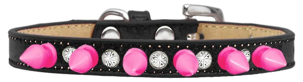 Crystal And Bright Pink Spikes Dog Collar  Ice Cream