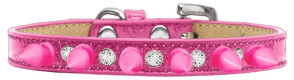 Crystal And Bright Pink Spikes Dog Collar  Ice Cream