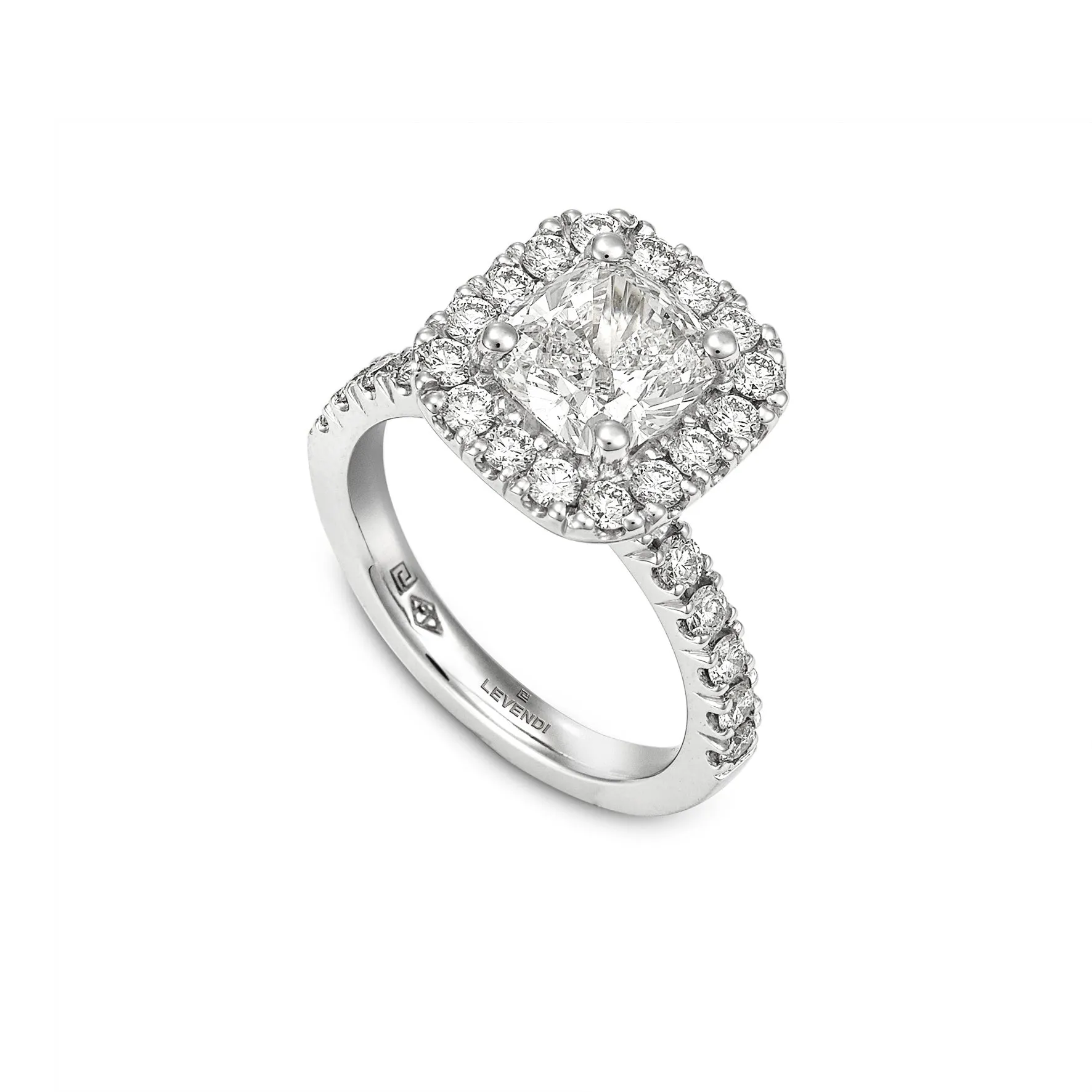 Cushion Halo Pave Engagement Ring