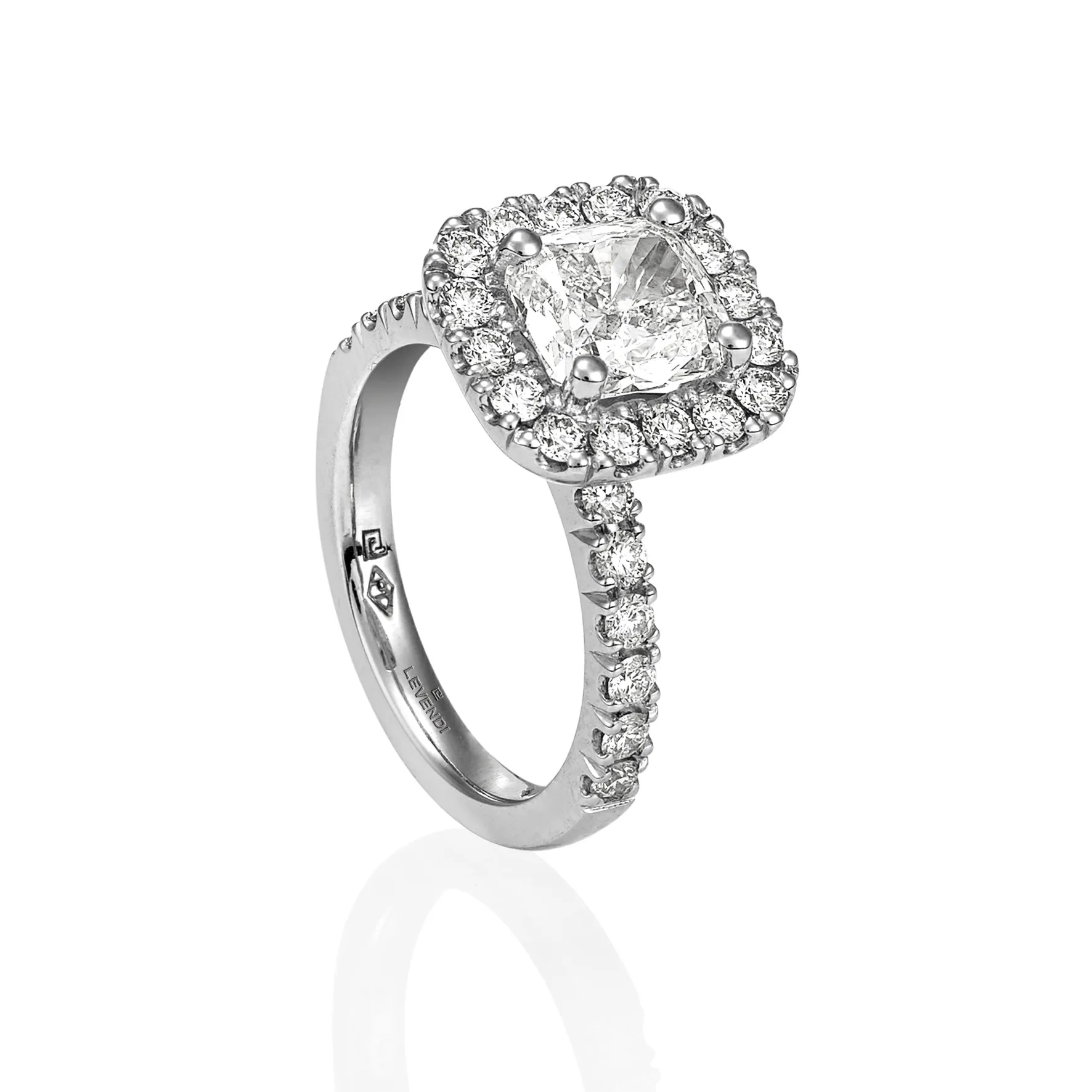 Cushion Halo Pave Engagement Ring