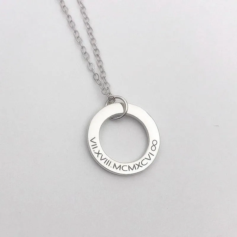 Customizable Name Necklace.  Simple Hollow Ring Design