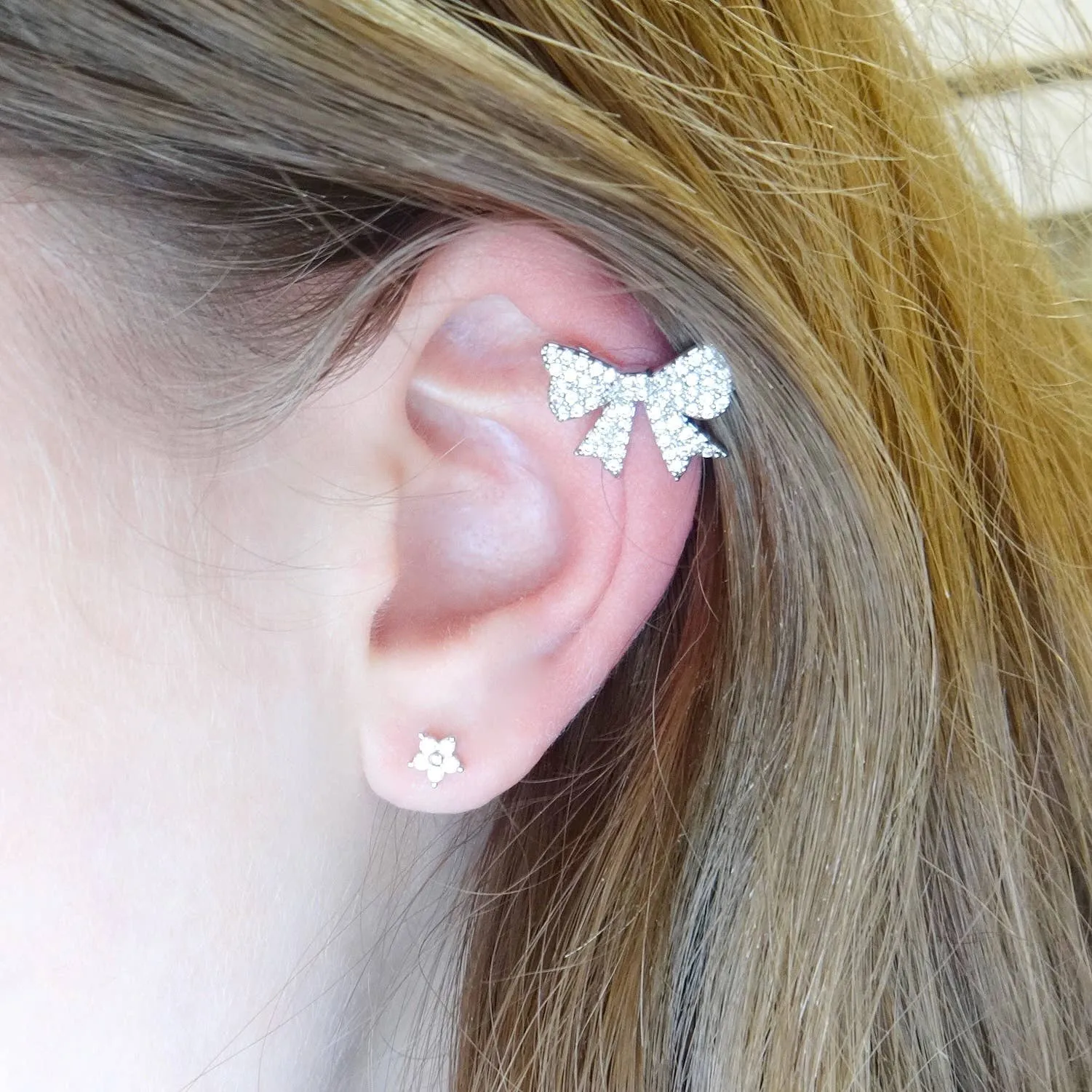 CZ Bow Ear Cuff