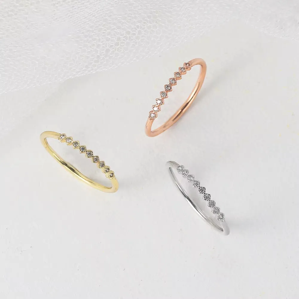 Dainty Ring for Women Simple Elegant Simple Geometry Mini Zircon Gold Color Slim Finger Rings Wholesale Jewelry R157