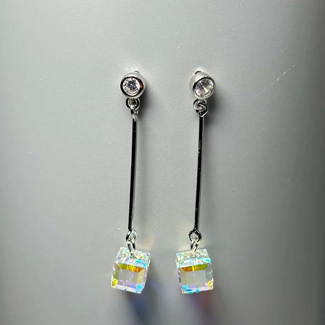 Dangle Crystal Cube Earrings