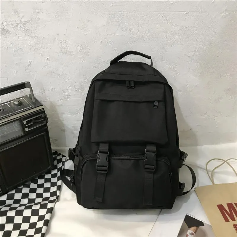 deanwangkt  Trendy Cool Workwear Solid Color Large Capacity Schoolbag Korean Fashion Simple Casual Men's Backpack College Students' Backpack Women