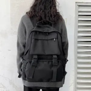 deanwangkt  Trendy Cool Workwear Solid Color Large Capacity Schoolbag Korean Fashion Simple Casual Men's Backpack College Students' Backpack Women