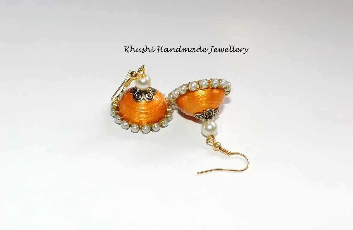 Desert gold pearl edged jhumkas