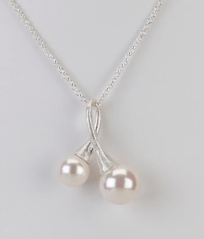 Double Pearl Charm Necklace