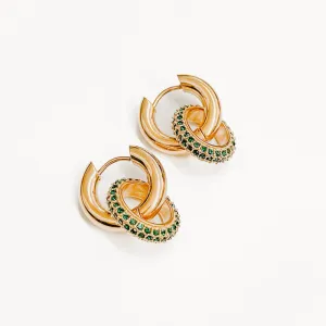 Double The Hoop Gold and Zirconia Earrings