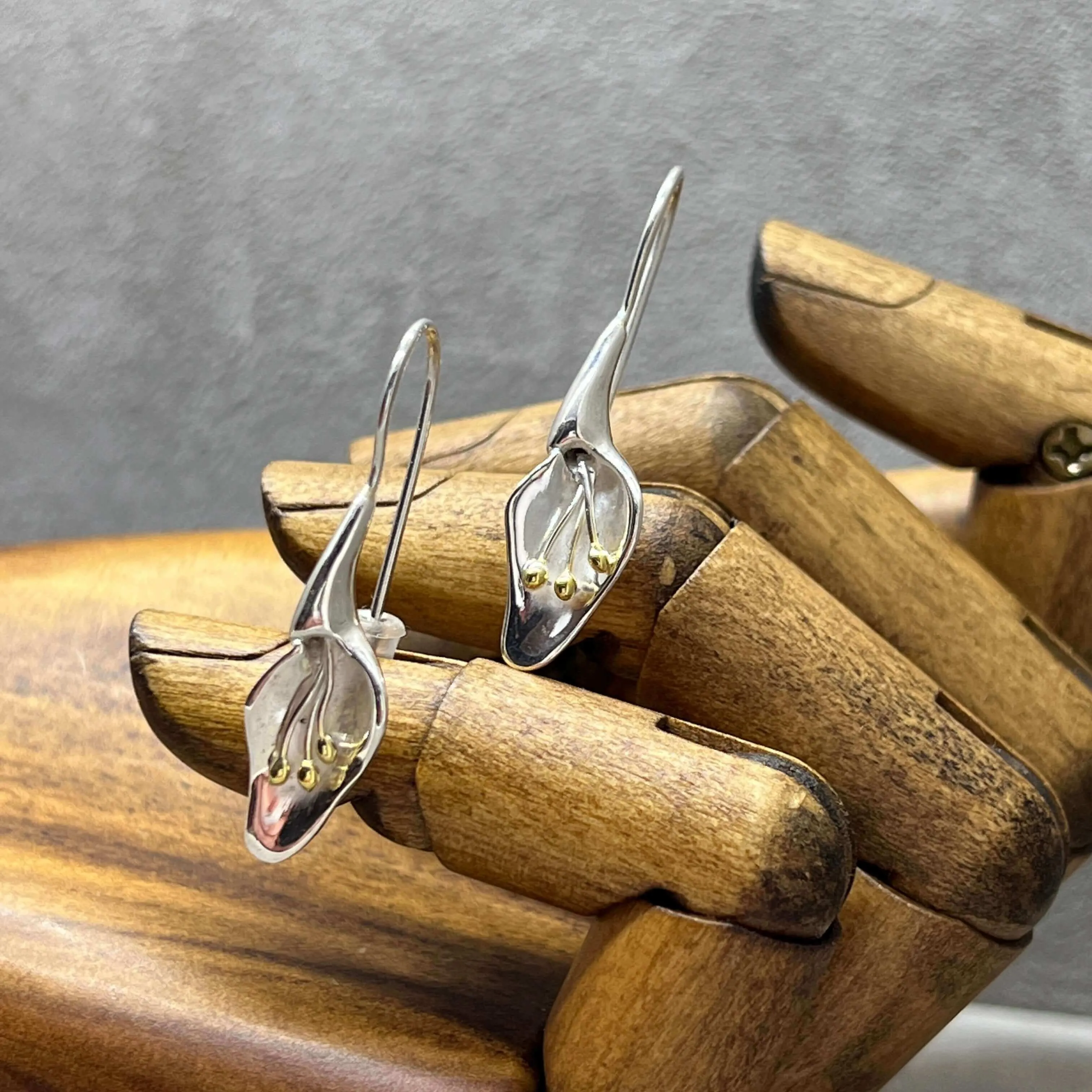 Elegant Calla Lily Handmade Hook Earrings.