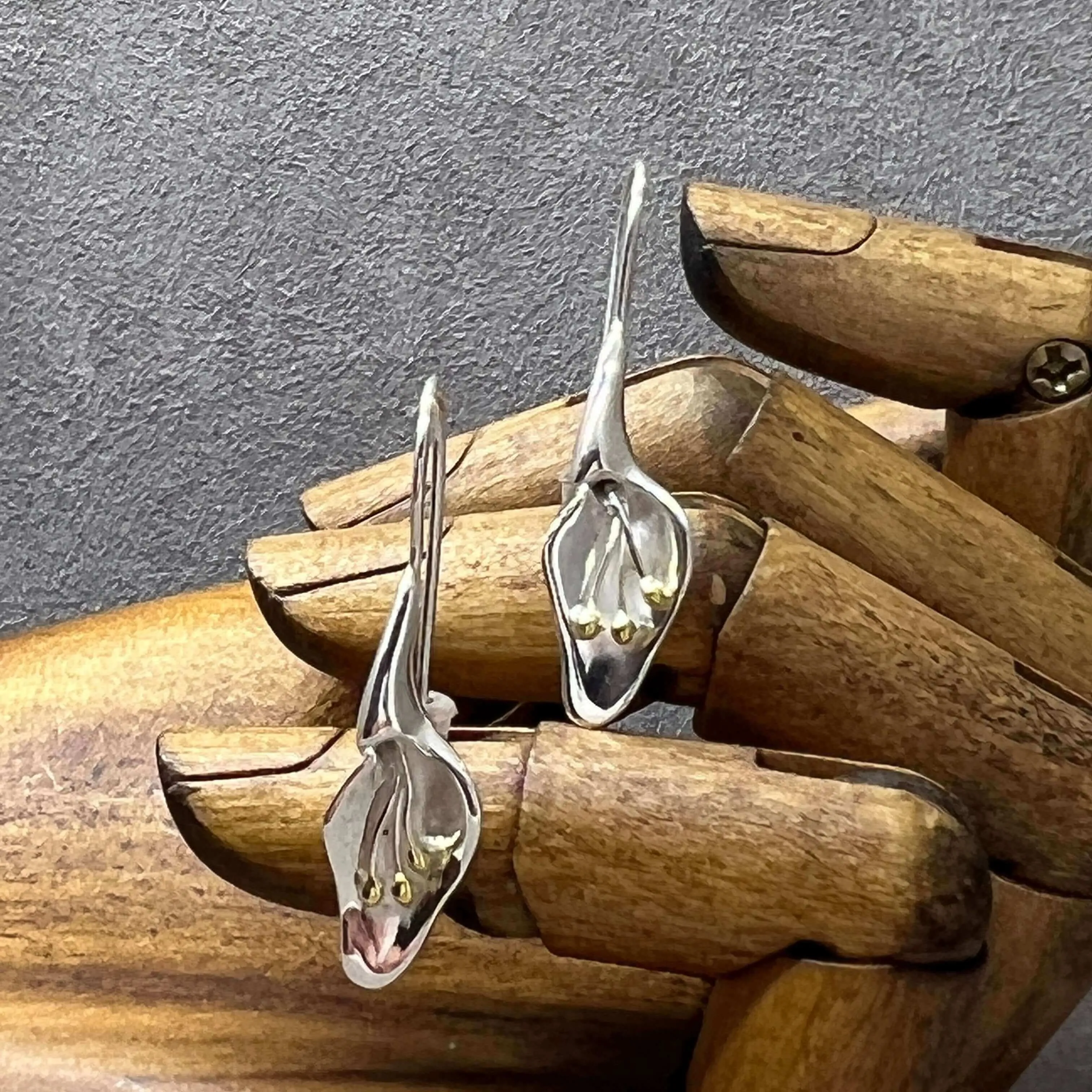 Elegant Calla Lily Handmade Hook Earrings.