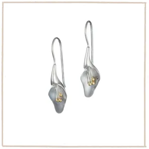 Elegant Calla Lily Handmade Hook Earrings.