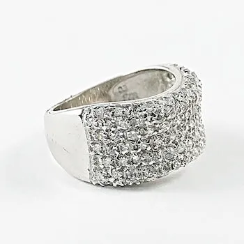 Elegant Multi Row Micro CZ Setting Silver Ring