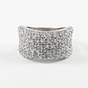 Elegant Multi Row Micro CZ Setting Silver Ring