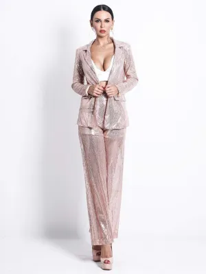 Elegant See-Through Sequin Fashion Suit