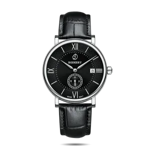 ELEGANT - Swiss Quartz Movement Watch | Silver & Black Dial