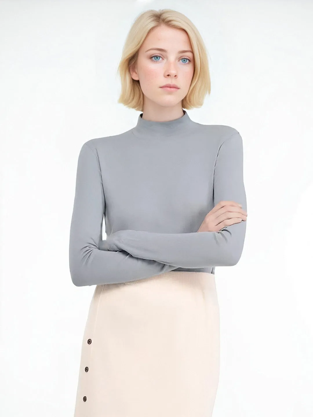 Emberlynn Simple Slim Fit Mock Neck Sweater