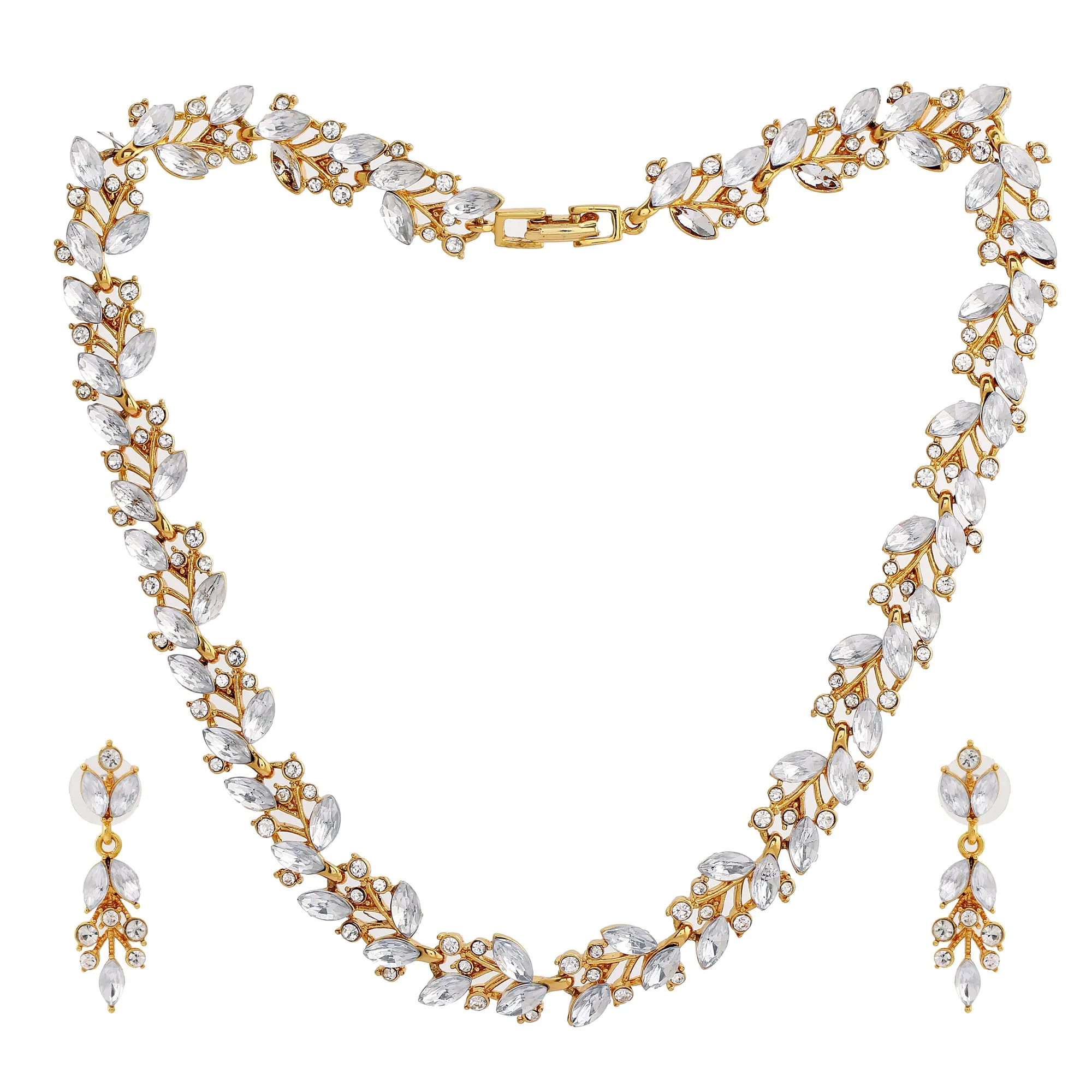 Estele - Stylish Gold plated Twinkling leaves Necklace