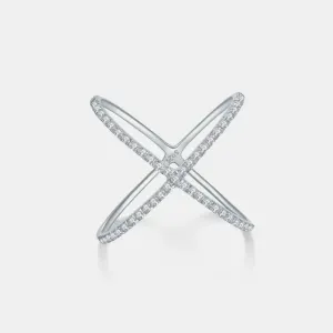 Exquisite 925 Sterling Silver Moissanite Crisscross Ring in Luxury Fashion