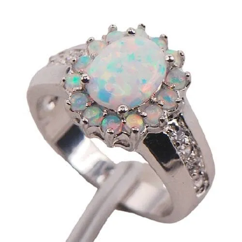 Fashion Classic White Fire Opal Ring - 925 Sterling Silver