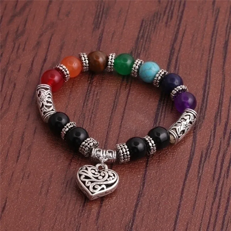 Fashion Simple Color Beaded Heart Bracelet