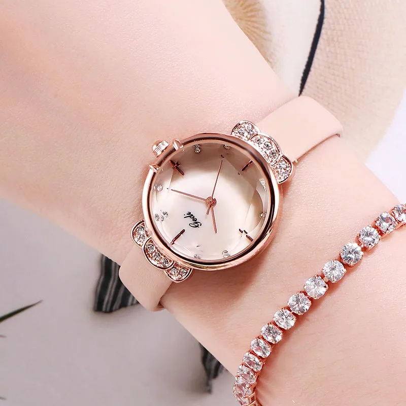 Fashion simple leather strap women's watches