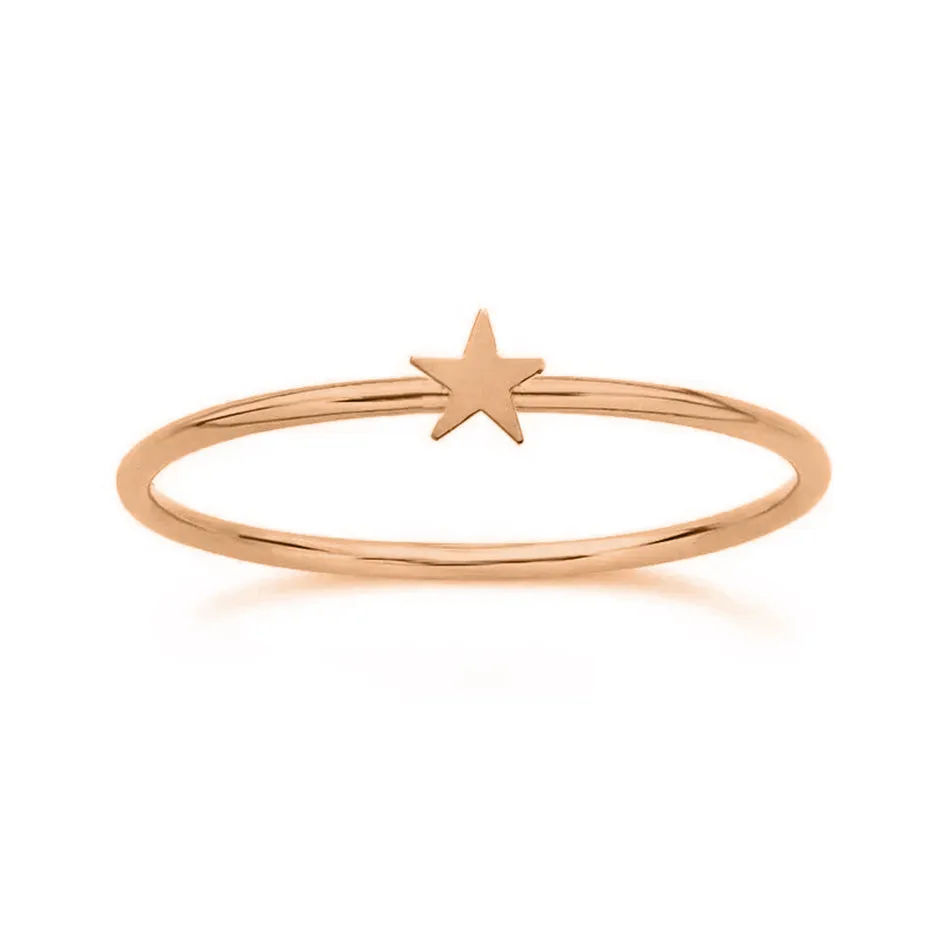 FJ0012 925 Sterling Silver Golden Star Ring