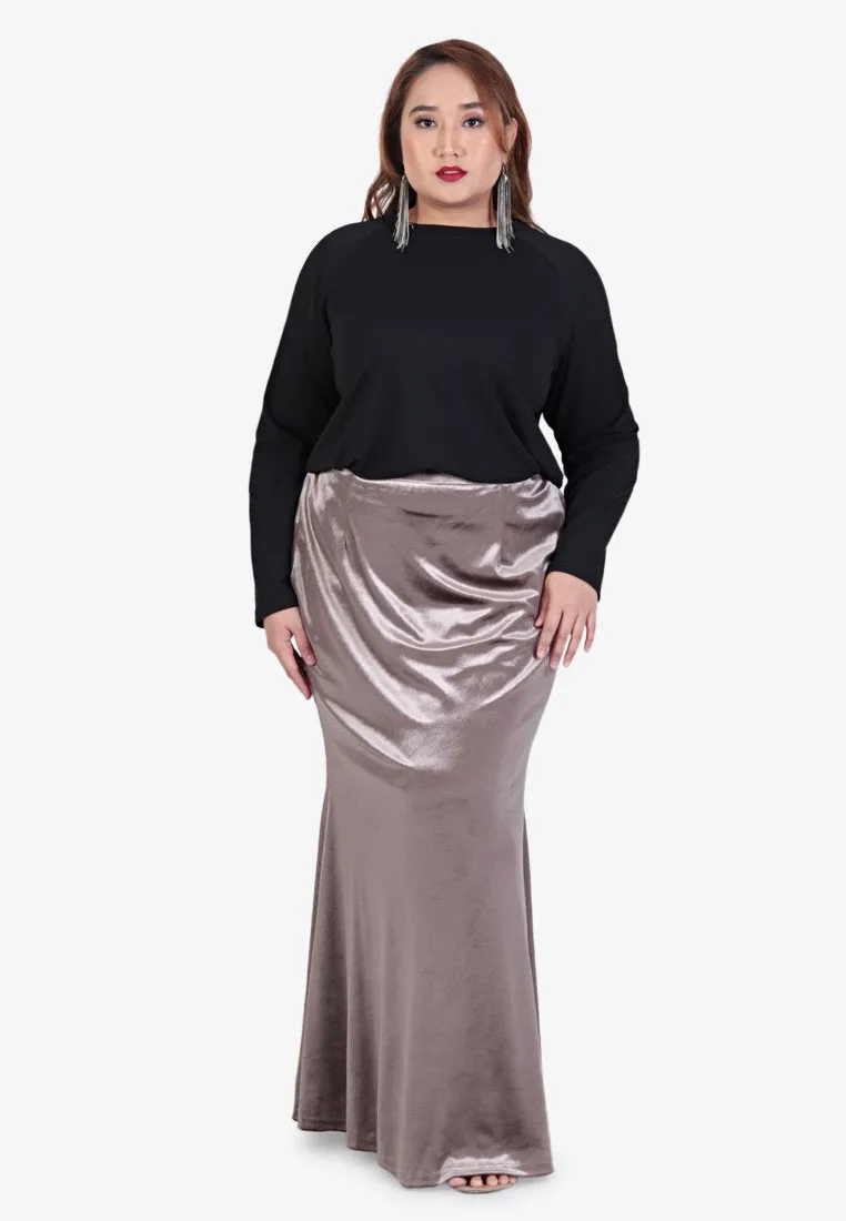 Frosty Festive Velvet Mermaid Skirt - Brown