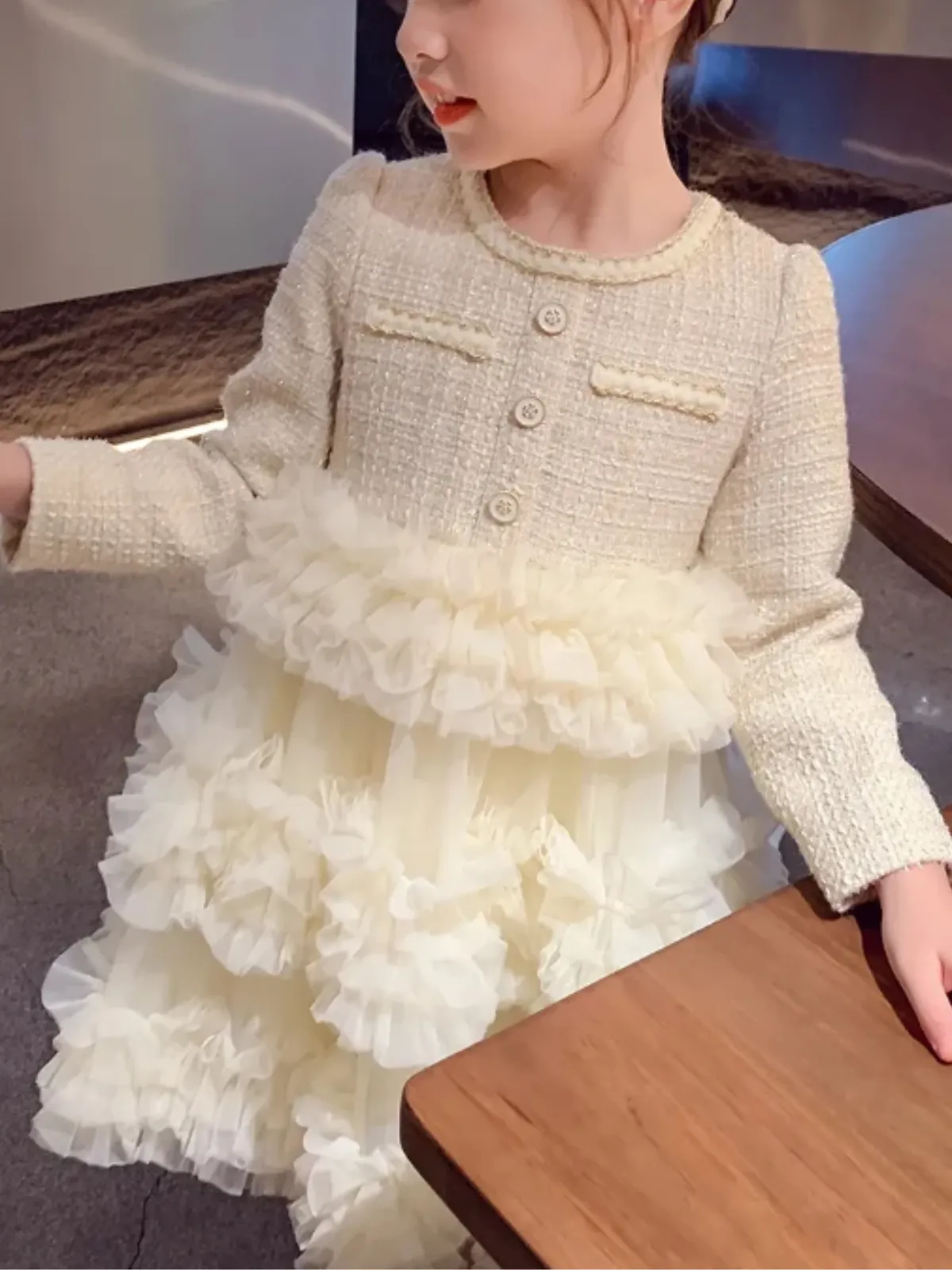 Girls Charming Layered Ruffle Dress