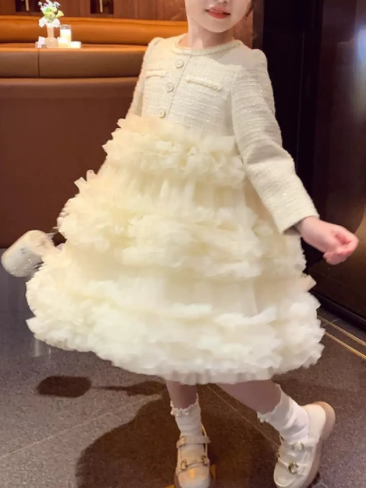 Girls Charming Layered Ruffle Dress