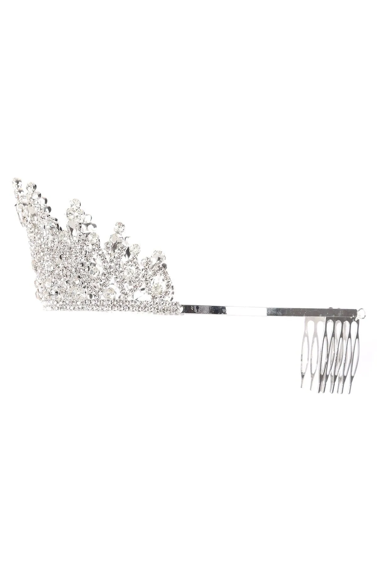 Girls Elegant Rhinestone Silver Tiara with Comb