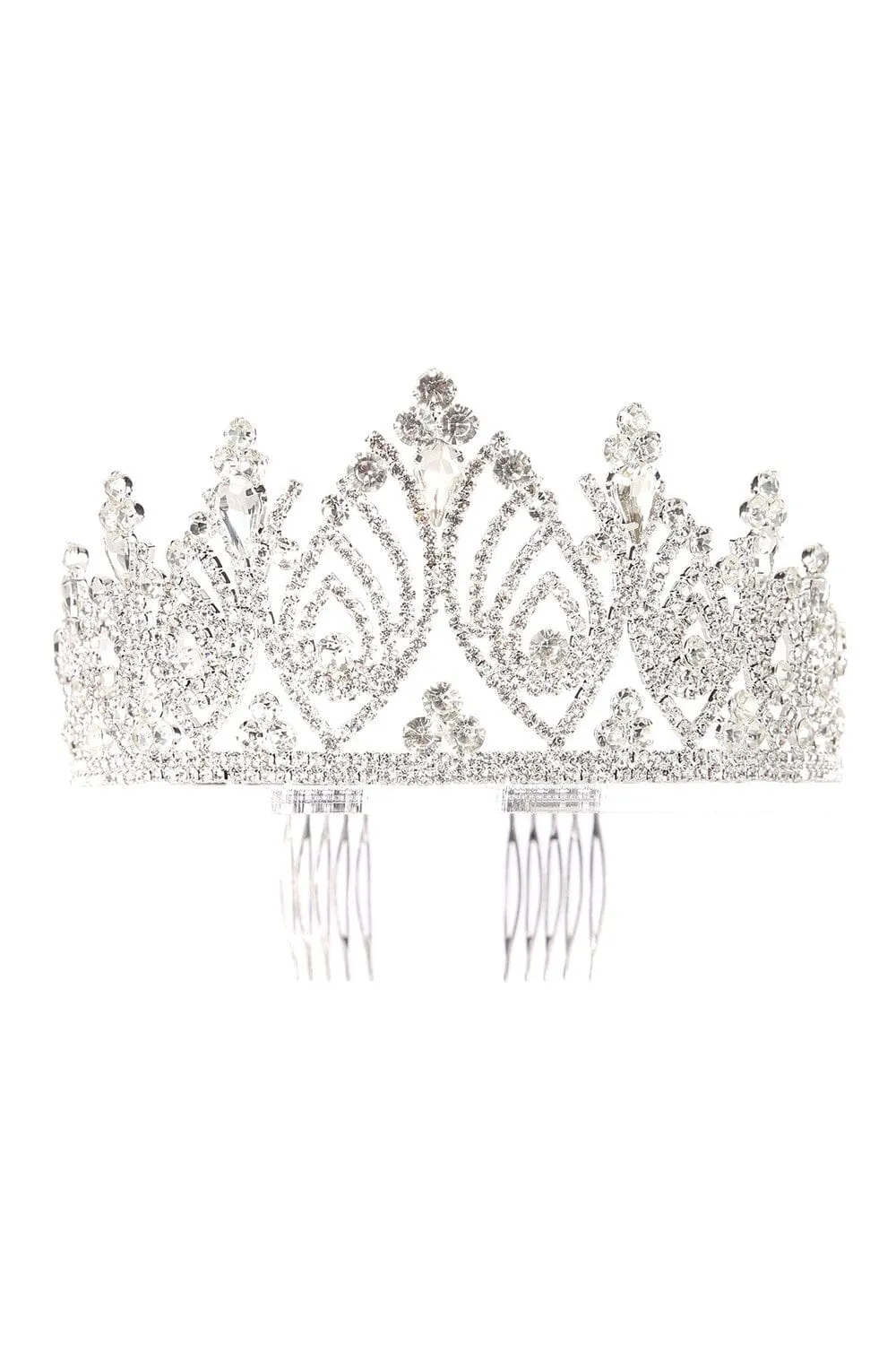 Girls Elegant Rhinestone Silver Tiara with Comb