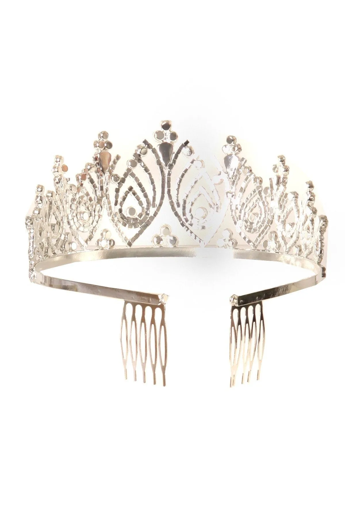 Girls Elegant Rhinestone Silver Tiara with Comb