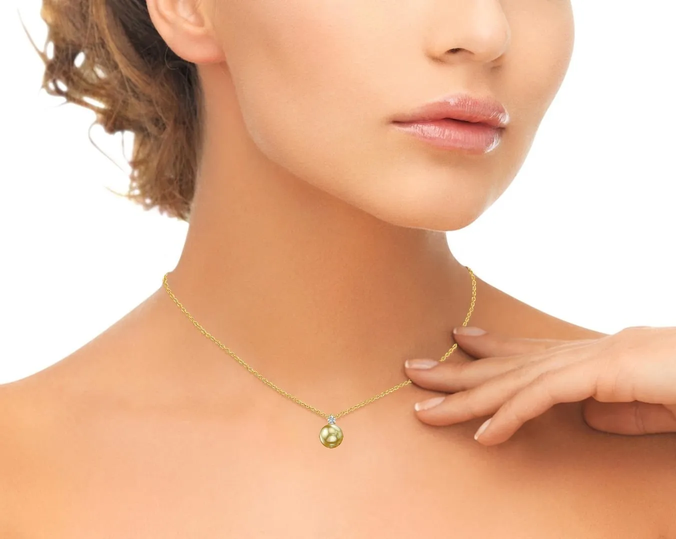 Golden South Sea Pearl & Diamond Glimmer Pendant