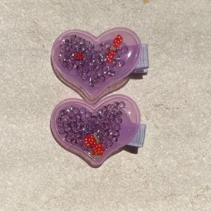 Hair Clip Set | Neon Hearts Purple