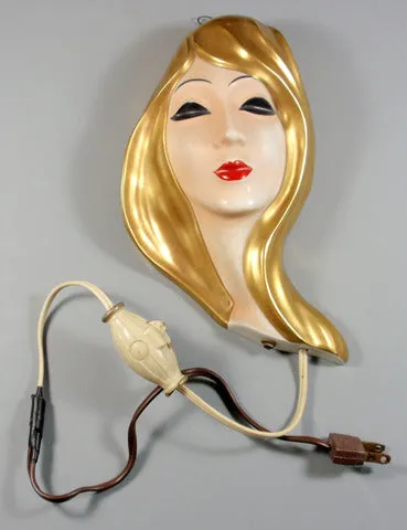 HANDARBEIT Vintage Ceramic Womens Head Hanging Wall Light