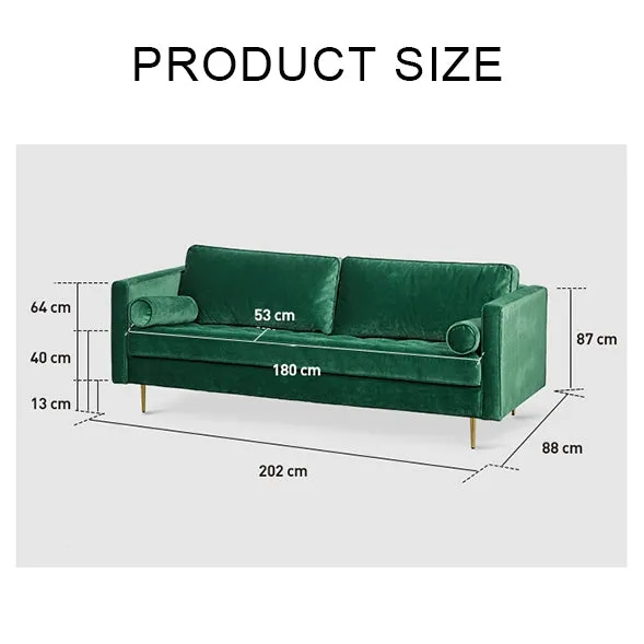 Hanoi Three Seater Sofa, Velvet