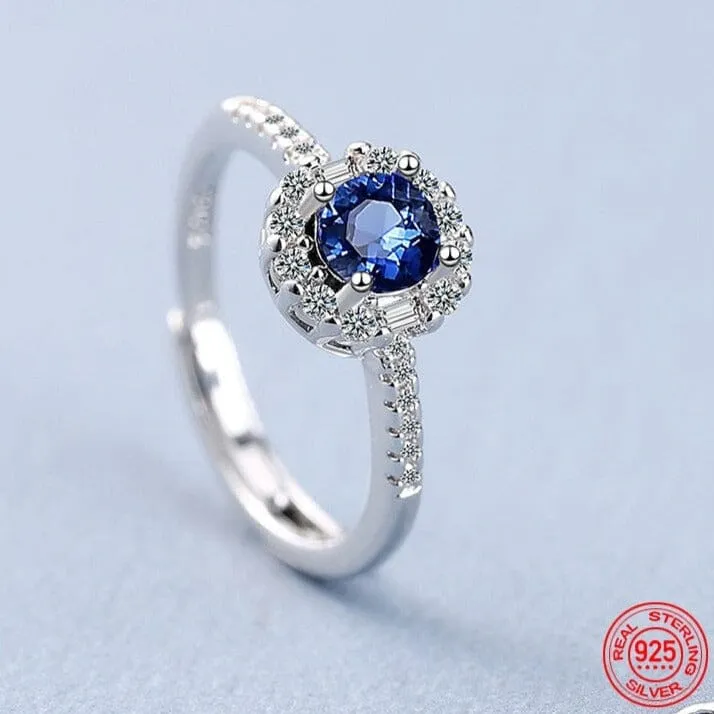 High Quality Sapphire Adjustable Ring - 925 Sterling Silver