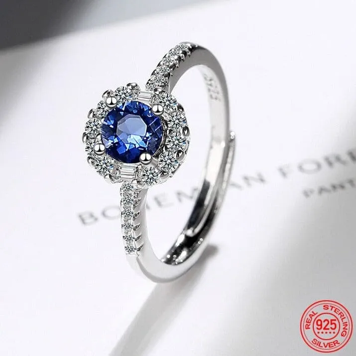 High Quality Sapphire Adjustable Ring - 925 Sterling Silver