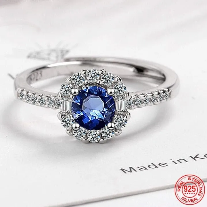 High Quality Sapphire Adjustable Ring - 925 Sterling Silver