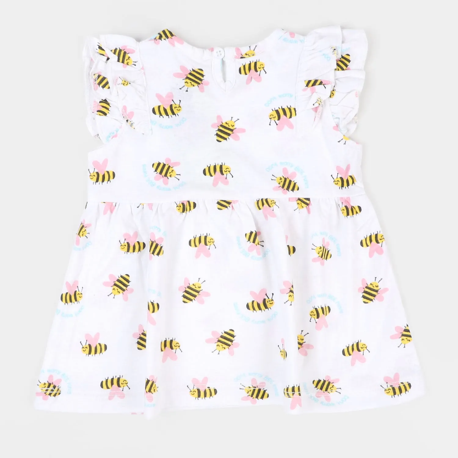 Infant Girls Knitted Frocks Bee - White