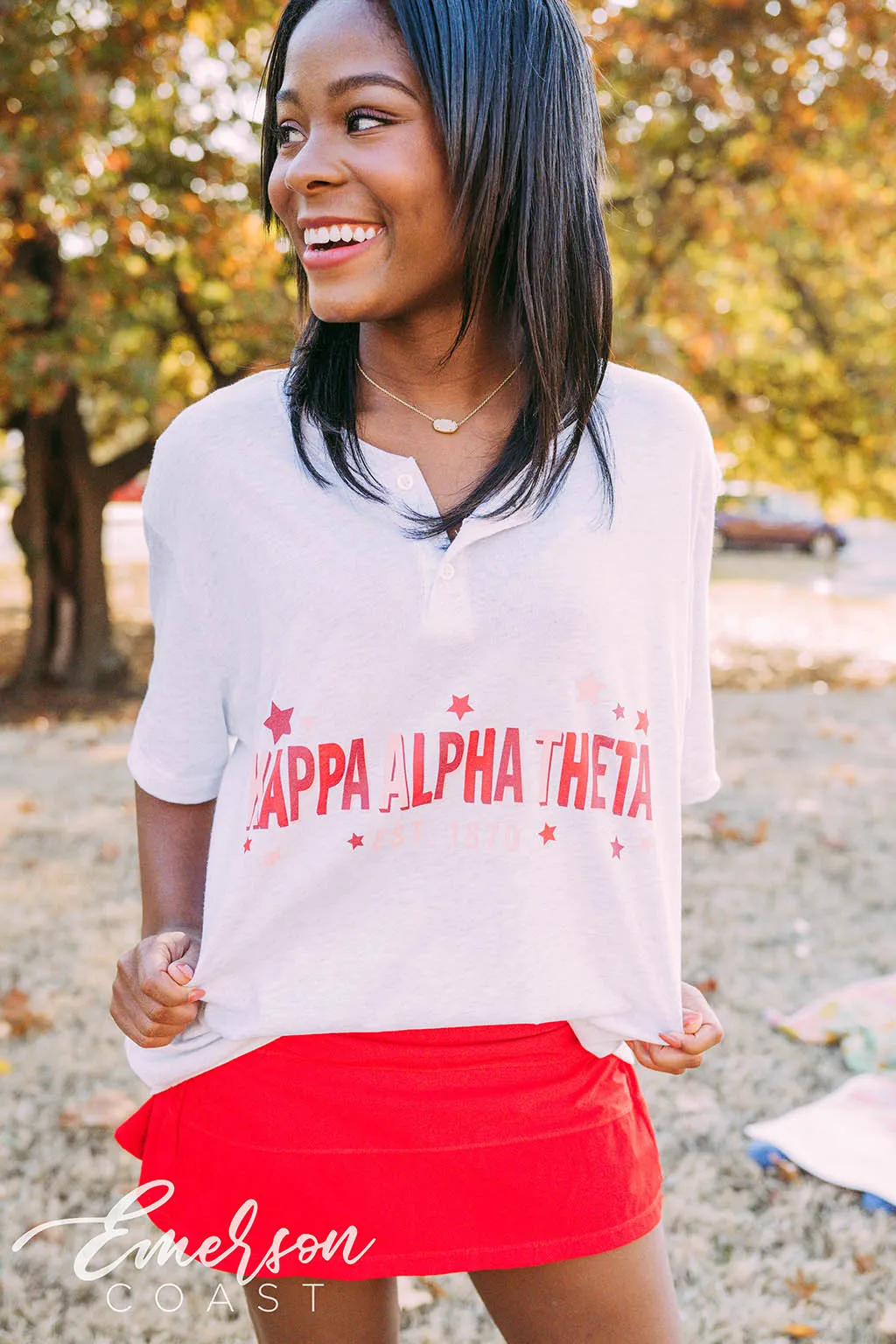 Kappa Alpha Theta PR Simple Stars Henley Tee