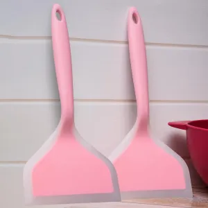 Kuber Industries Turner | Silicone Wide Spatula Turner | Spatulas Turner for Nonstick Cookware | Omelette Turner for Cooking | Kitchen Turners | New Big Spatula | Pack of 2 | Pink