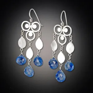 Large Filigree Chandelier Earrings with Kyanite