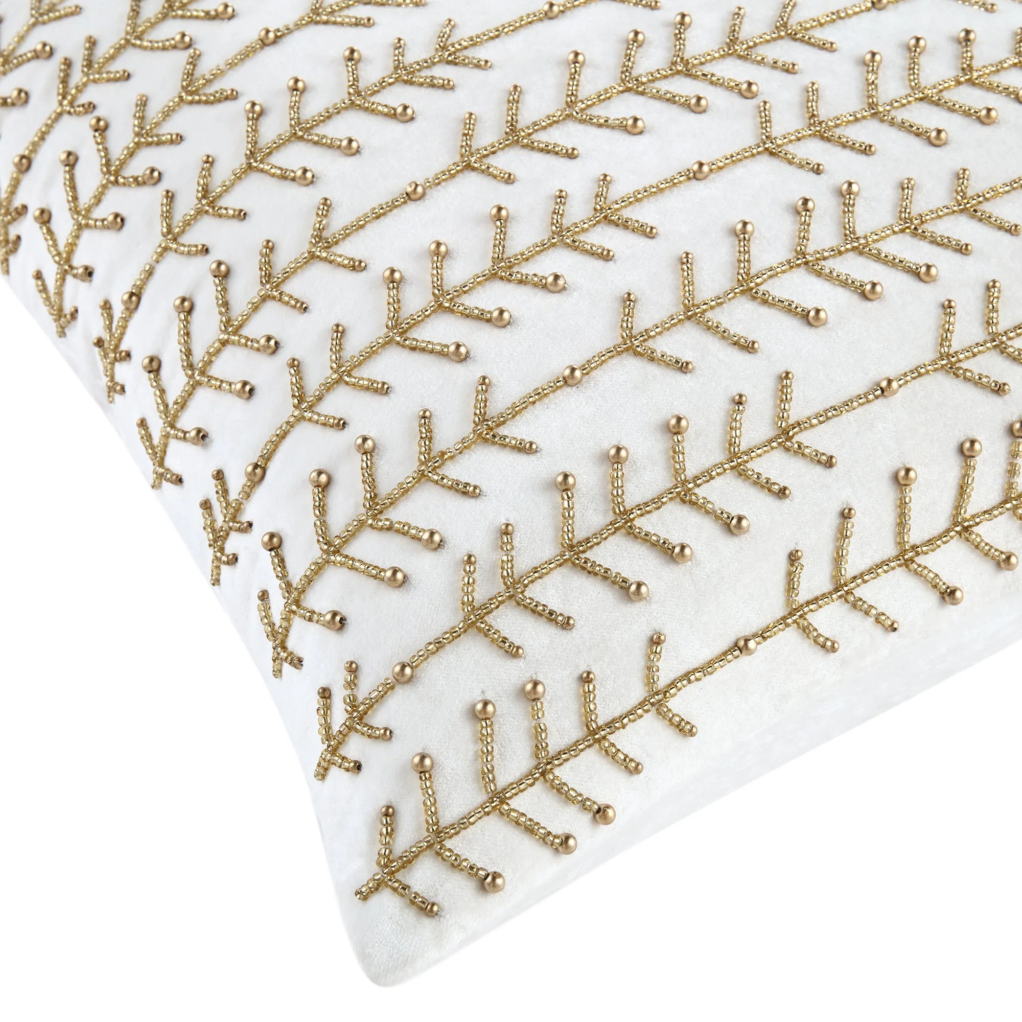 Luxe Collection Linear Stem Hand Beaded Velvet Cushion