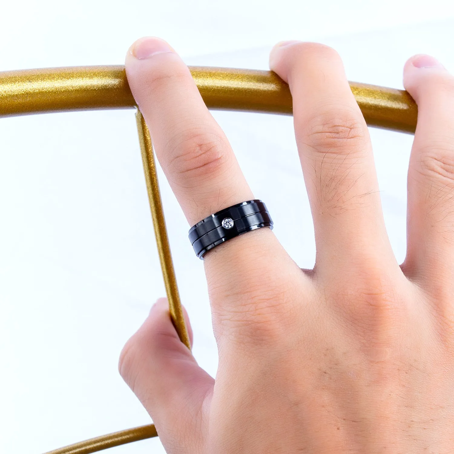 Men's Fashion Black Simple Ring