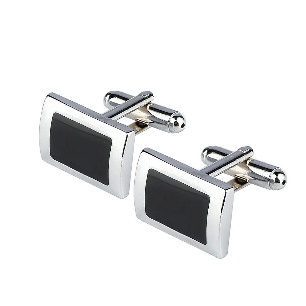 Men's Simple Style Black Rectangle Cufflinks