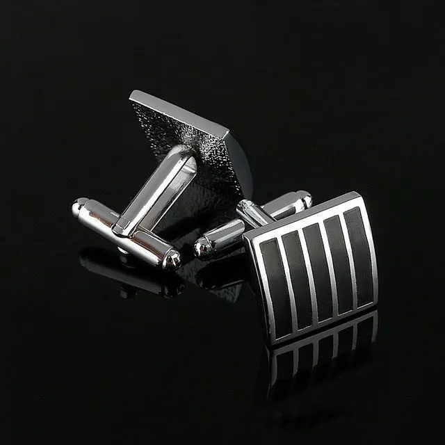 Men's Simple Style Black Rectangle Cufflinks