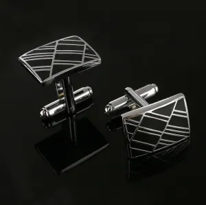 Men's Simple Style Black Rectangle Cufflinks